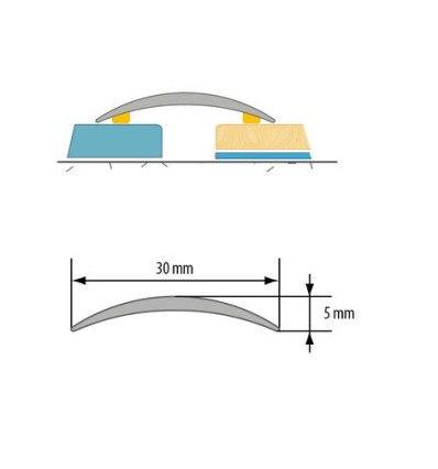 Cezar Profil AL prechodový 30 mm, elox Bronz tmavý 04, 2,7 m, samolepiaci oblý, LPO30K 